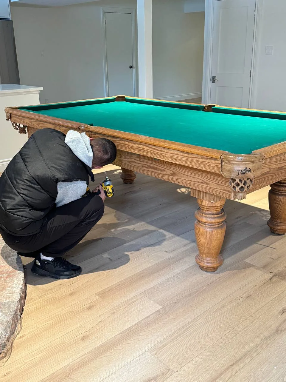 Pool table before and after