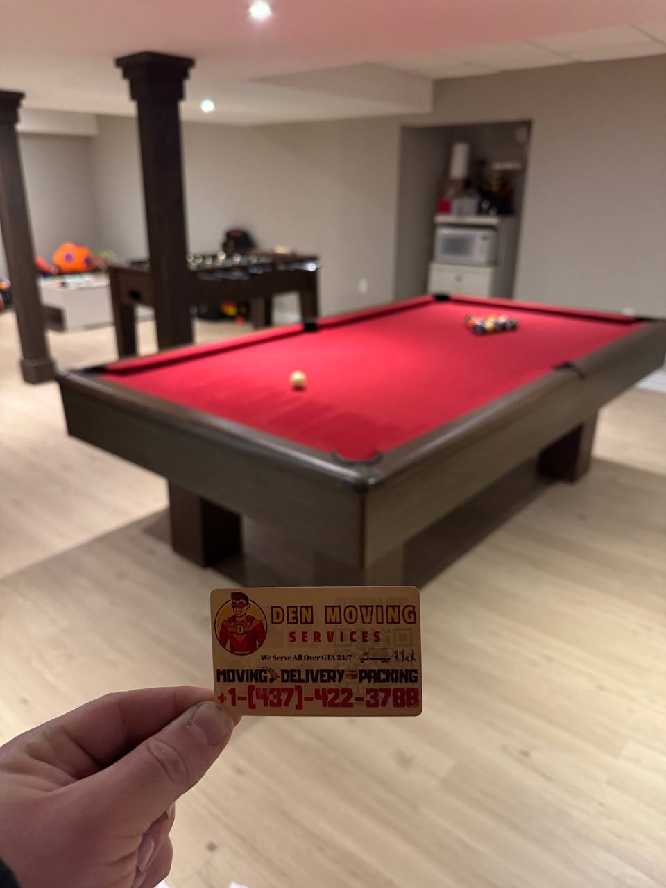 Pool table setup